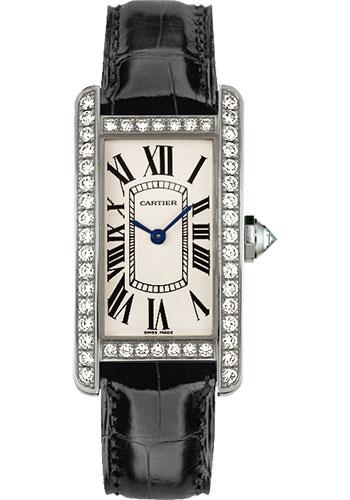 Cartier Tank Americaine Watch - 34.8 mm White Gold Diamond Case - Black Alligator Strap - WJTA0003 - Luxury Time NYC