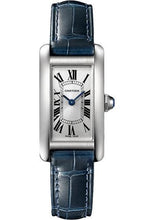 Load image into Gallery viewer, Cartier Tank Americaine Watch - 34.80 mm x 19.00 mm Steel Case - Silver Dial - Navy Blue Leather Strap - WSTA0043 - Luxury Time NYC