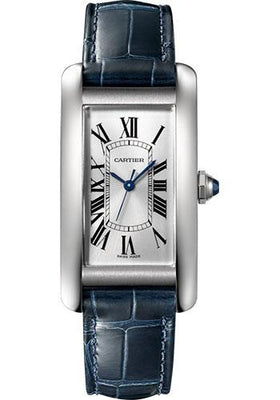 Cartier Tank Americaine Watch - 41.60 mm Steel Case - Navy Blue Alligator Strap - WSTA0017 - Luxury Time NYC