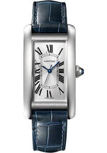 Load image into Gallery viewer, Cartier Tank Americaine Watch - 41.60 mm x 22.60 mm Steel Case - Silver Dial - Navy Blue Leather Strap - WSTA0044 - Luxury Time NYC