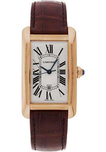 Cartier Tank Americaine Watch - Large Pink Gold Case - Alligator Strap - W2609156 - Luxury Time NYC