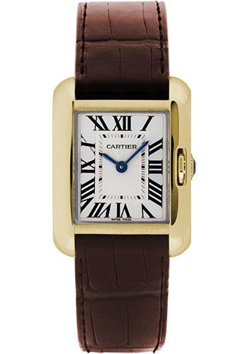 Cartier Tank Anglaise SM Watch - 30.2 mm Yellow Gold Case - Silvered Dial - Brown Alligator Strap - W5310028 - Luxury Time NYC
