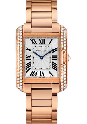 Cartier Tank Anglaise Watch - 34.7 mm Pink Gold Case - Diamond Bezel - Diamond Dial - WT100027 - Luxury Time NYC
