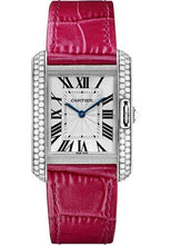 Load image into Gallery viewer, Cartier Tank Anglaise Watch - 34.7 mm White Gold Rodium Diamond Case - Silvered Flinque Dial - Fuchsia Pink Alligator Strap - WT100030 - Luxury Time NYC