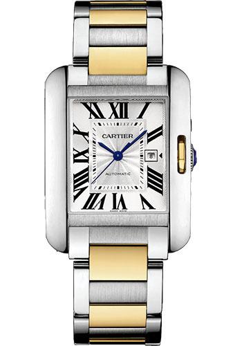 Cartier Tank Anglaise Watch - 39.2 x 29.8 mm Steel Case - Silver Dial - Yellow Gold And Steel Bracelet - W5310047 - Luxury Time NYC
