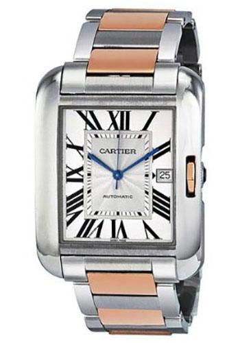 Cartier Tank Anglaise Watch - Large Steel And Pink Gold Case - W5310006 - Luxury Time NYC