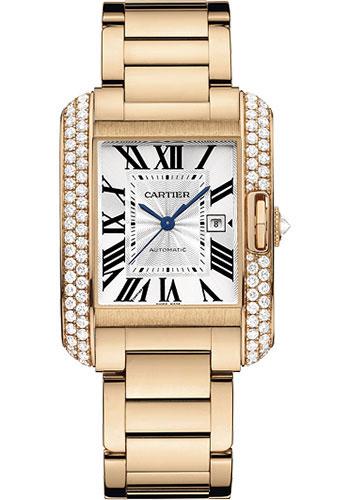 Cartier Tank Anglaise Watch - Medium Pink Gold Diamond Case - WT100003 - Luxury Time NYC