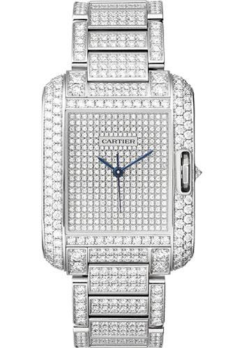 Cartier Tank Anglaise Watch - Medium White Gold Diamond Case - Diamond Paved White Gold Dial - Diamond Bracelet - HPI00561 - Luxury Time NYC