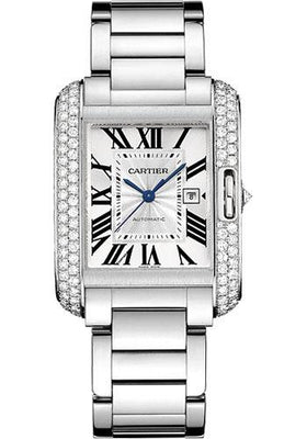 Cartier Tank Anglaise Watch - Medium White Gold Diamond Case - WT100009 - Luxury Time NYC