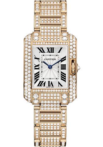 Cartier Tank Anglaise Watch - Small Pink Gold Diamond Case - Diamond Bracelet - HPI00558 - Luxury Time NYC