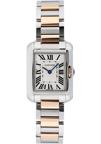 Cartier Tank Anglaise Watch - Small Steel And Pink Gold Case - W5310036 - Luxury Time NYC