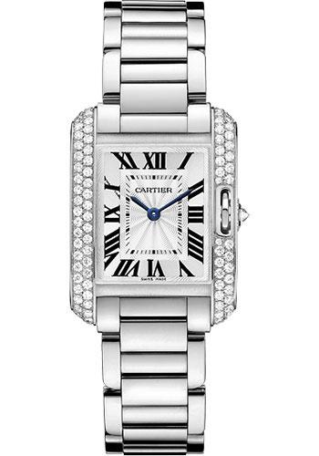 Cartier Tank Anglaise Watch - Small White Gold Diamond Case - WT100008 - Luxury Time NYC