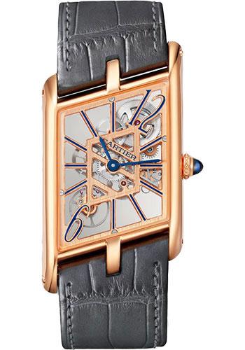Cartier Tank Asymetrique Watch - 47.15 mm x 26.20 mm Rose Gold Case - Skeleton Dial - Brown And Dark Gray Alligator Straps Limited Edition of 100 - WHTA0011 - Luxury Time NYC