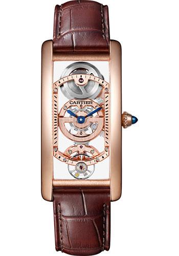Cartier Tank Cintree Skeleton Watch - Pink Gold Case - Skeleton Dial - Brown Alligator Strap - WHTA0008 - Luxury Time NYC