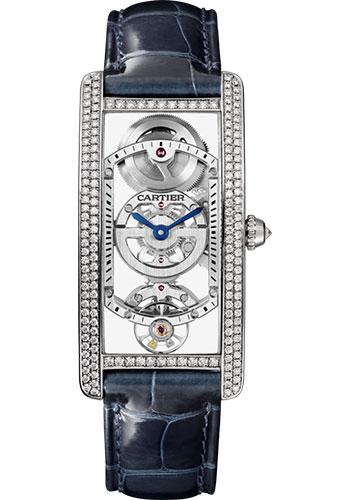 Cartier Tank Cintree Skeleton Watch - Platinum Diamond Case - Skeleton Dial - Black Alligator Strap - HPI01123 - Luxury Time NYC