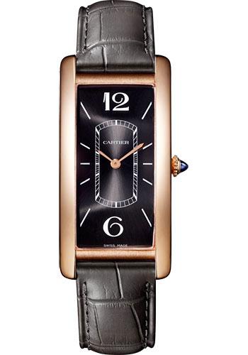 Cartier Tank Cintree Watch - 46.3 mm Pink Gold Case - Black Dial - Dark Gray Alligator Strap - WGTA0025 - Luxury Time NYC