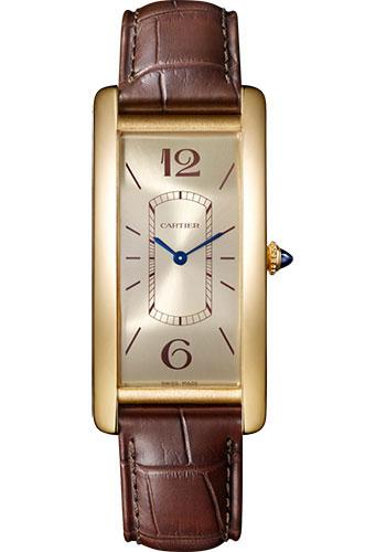 Cartier Tank Cintree Watch - 46.3 mm Yellow Gold Case - Golden Dial - Brown Alligator Strap - WGTA0026 - Luxury Time NYC