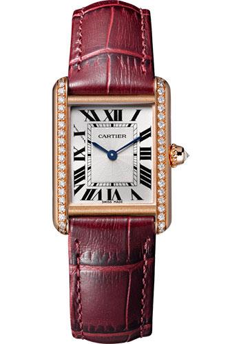 Cartier Tank Louis Cartier Watch - 29.55 mm Pink Gold Diamond Case - Burgundy Alligator Strap - WJTA0010 - Luxury Time NYC