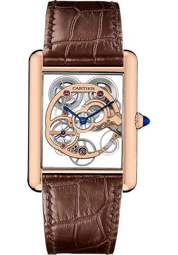 Cartier Tank Louis Cartier Watch - 30 mm Pink Gold Case - Pink Gold Case Bezel - Black Dial - Brown Alligator Strap - WHTA0002 - Luxury Time NYC