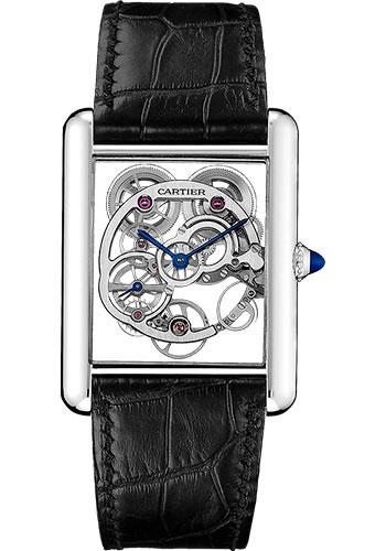 Cartier Tank Louis Cartier Watch - 30 mm White Gold Case - Pink Gold Case Bezel - Skeleton Dial - Black Alligator Strap - W5310012 - Luxury Time NYC