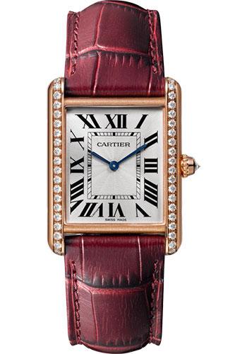 Cartier Tank Louis Cartier Watch - 33.7 mm Pink Gold Diamond Case - Burgundy Alligator Strap - WJTA0014 - Luxury Time NYC