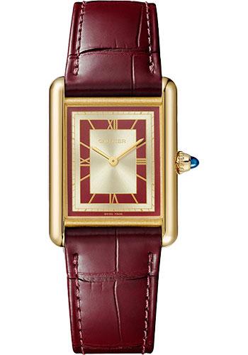 Cartier Tank Louis Cartier Watch - 33.7 mm x 25.5 mm Yellow Gold Case - Opaline Dial - Claret Alligator Strap - WGTA0059 - Luxury Time NYC