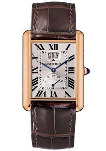 Cartier Tank Louis Cartier Watch - Extra large Pink Gold Case - Silver Dial - Brown Leather Strap - W1560003 - Luxury Time NYC