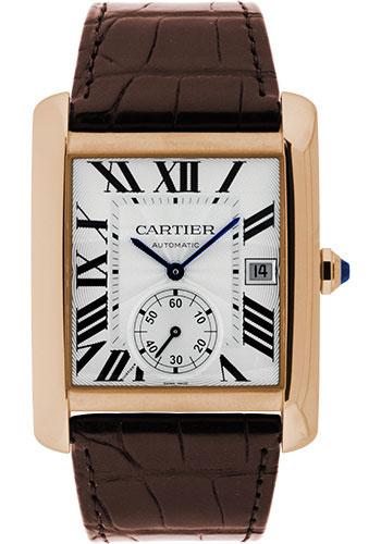 Cartier Tank MC Watch - 34.3 mm Pink Gold Case - Silvered Dial - Dark Brown Alligator Strap - W5330001 - Luxury Time NYC