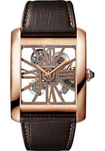 Load image into Gallery viewer, Cartier Tank MC Watch - 34.5 mm Pink Gold Case - Pink Gold Case Bezel - Skeleton Dial - Brown Alligator Strap - W5310040 - Luxury Time NYC