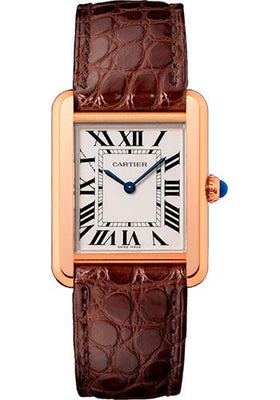 Cartier Tank Louis Small Diamond Rose Gold Leather Strap Women's Watch  WJTA0010