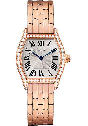 Cartier Tortue Watch - 30 mm Pink Gold Set Diamond Case - Pink Gold Bracelet - WA501010 - Luxury Time NYC