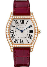 Load image into Gallery viewer, Cartier Tortue Watch - 39 mm Pink Gold Diamond Case - Bordeaux Alligator Strap - WA501008 - Luxury Time NYC