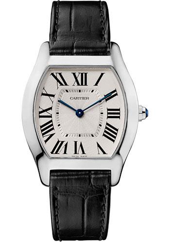 Cartier Tortue Watch - 39 mm White Gold Case - Black Alligator Strap - W1556363 - Luxury Time NYC