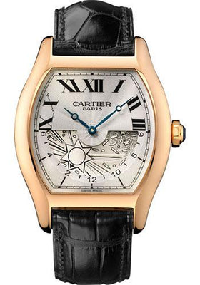 Cartier Tortue Xl Watch - Pink Gold Case - Silvered Dial - Hand-Sewn Full-Grain Alligator Strap - W1553551 - Luxury Time NYC