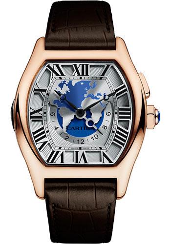 Cartier Tortue XXL Multiple Time Zones Watch - 51 mm Pink Gold Case - Brown Alligator Strap - W1580049 - Luxury Time NYC