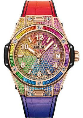 Hublot Big Bang One Click Rainbow King Gold Watch - 39 mm - Gem Set Dial-465.OX.9910.LR.0999 - Luxury Time NYC