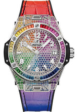 Load image into Gallery viewer, Hublot Big Bang One Click Steel Rainbow Watch - 39 mm - White Dial - Black Rubber and Multicolored Leather Strap-465.SX.9910.LR.0999 - Luxury Time NYC