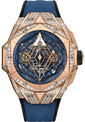 Hublot Big Bang Sang Bleu II King Gold Blue Pave Watch - 45 mm - Blue Dial-418.OX.5108.RX.1604.MXM20 - Luxury Time NYC