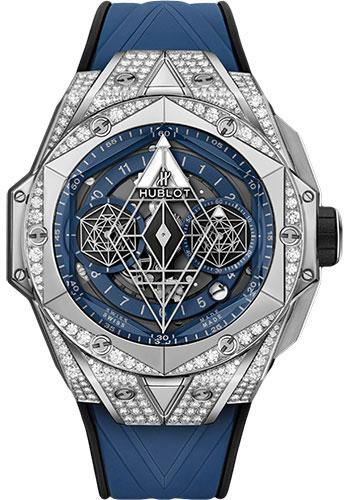 Hublot Big Bang Sang Bleu II Titanium Blue Pave Watch - 45 mm - Blue Dial-418.NX.5107.RX.1604.MXM20 - Luxury Time NYC