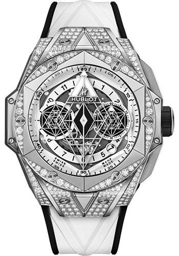 Hublot Big Bang Sang Bleu II Titanium White Pave Watch - 45 mm - White Skeleton Dial - White and Black Rubber Strap-418.NX.2001.RX.1604.MXM20 - Luxury Time NYC