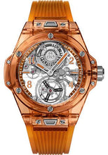 Load image into Gallery viewer, Hublot Big Bang Tourbillon Automatic Orange Sapphire Watch - 45 mm - Sapphire Dial - Transparent Orange Rubber Strap-419.JO.0120.RT - Luxury Time NYC
