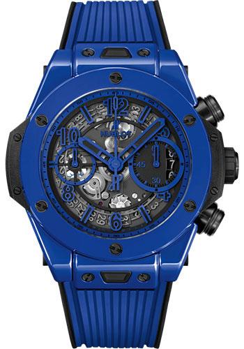 Hublot Big Bang Unico Blue Magic Watch - 42 mm - Blue And Black Skeleton Dial - Black and Blue Rubber Strap-441.ES.5119.RX - Luxury Time NYC