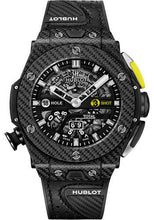 Load image into Gallery viewer, Hublot Big Bang Unico Golf Black Carbon Watch - 45 mm - Black Skeleton Dial - Black Rubber With Carbon Fiber Texture Decor and Black Calf Leather Strap-416.YT.1120.VR - Luxury Time NYC