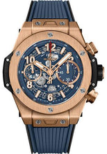 Load image into Gallery viewer, Hublot Big Bang Unico King Gold Blue Watch - 42 mm - Blue Skeleton Dial - Black and Blue Rubber Strap-441.OX.5189.RX - Luxury Time NYC