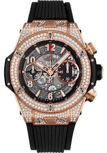 Hublot Big Bang Unico King Gold Pave 42mm Watch - 42 mm - Black Skeleton Dial-441.OX.1180.RX.1704 - Luxury Time NYC