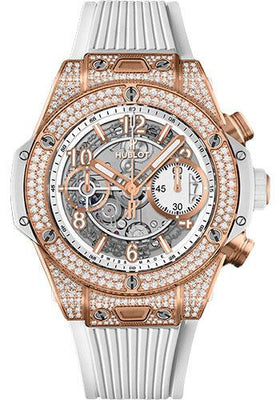 Hublot Big Bang Unico King Gold White Pave 42mm Watch - 42 mm - White Skeleton Dial-441.OE.2010.RW.1704 - Luxury Time NYC