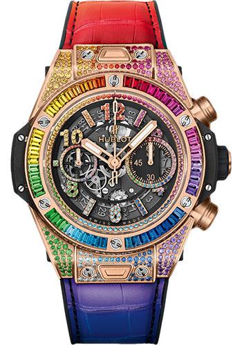 Hublot Big Bang Unico Rainbow King Gold Watch - 45 mm - Black Skeleton Dial-411.OX.9910.LR.0999 - Luxury Time NYC