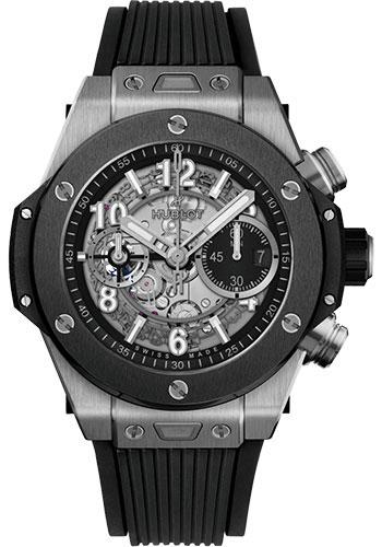 Hublot Big Bang Unico Titanium Ceramic Watch - 44 mm - Black Skeleton Dial - Black Rubber Strap-421.NM.1170.RX - Luxury Time NYC