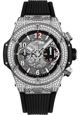 Hublot Big Bang Unico Titanium Pave 42mm Watch - 42 mm - Black Skeleton Dial-441.NX.1170.RX.1704 - Luxury Time NYC