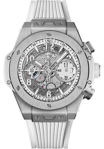 Hublot Big Bang Unico Titanium White Watch - 42 mm - White Dial - White Rubber Strap-441.NE.2011.RW - Luxury Time NYC